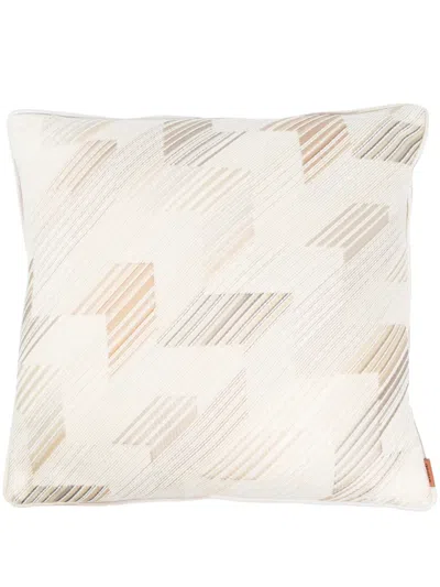 Missoni Zigzag Weave Feather Cushion In Neutrals