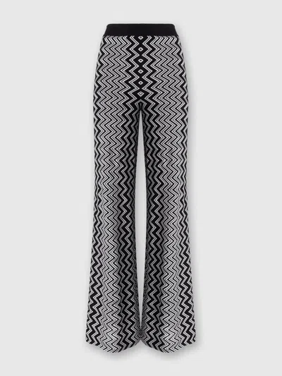 Missoni Zigzag Wool And Viscose Trousers In Black,white