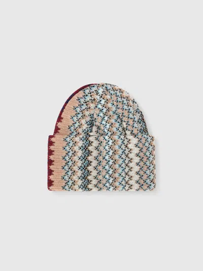 Missoni Zigzag Wool Blend Beanie In Multicoloured