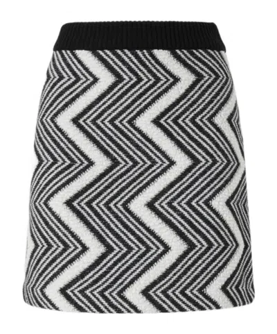 Missoni Zigzag Wool Mini Skirt In Black