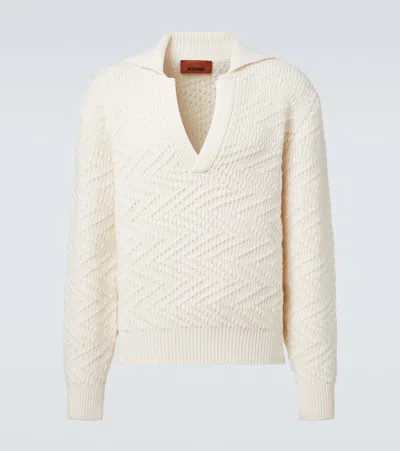 Missoni Zigzag Wool-blend Polo Sweater In Neutral