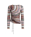Missoni Gathered Cutout Crochet-knit Cotton-blend Top In Multicolor