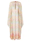 Missoni Long Covered Up In Printed Tulle With Batwing Sleeves In White