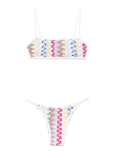 Missoni Zigzag-woven Bikini In Sfq Multi White Bas
