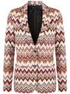 Missoni Single-breasted Blazer In Cotton And Zigzag Viscose In Pink