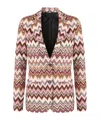 Missoni Single-breasted Blazer In Cotton And Zigzag Viscose In Pink