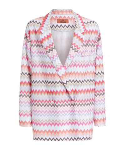 MISSONI MISSONI ZIGZAG DOUBLE-BREASTED TAILORED BLAZER