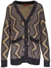Missoni Paillette Chevron V-neck Maxi Cardigan In Black