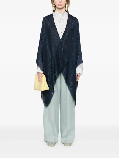 Missoni Zigzag-woven Cape In Blue