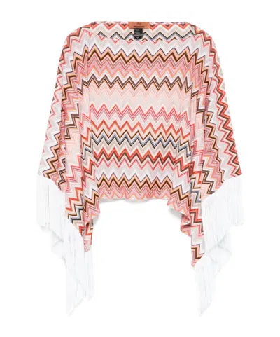 Missoni Zigzag Woven Cape In Orange