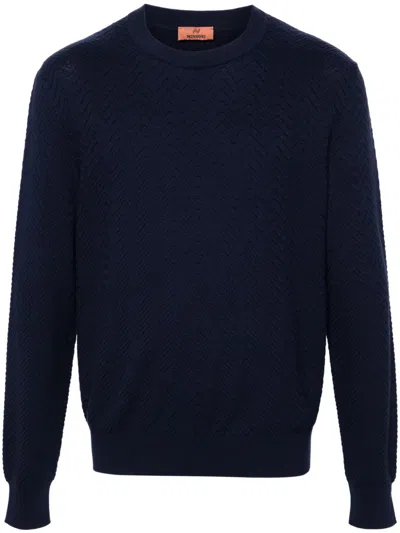 Missoni Zigzag-woven Cotton Jumper In Blue