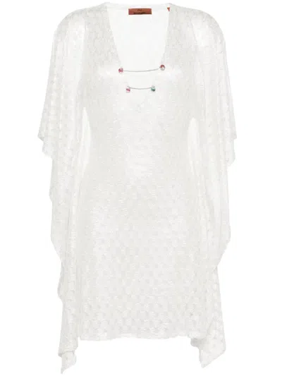 Missoni V-neck Lurex Kaftan In 白色