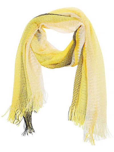Missoni Zigzag Woven Fringed In Yellow