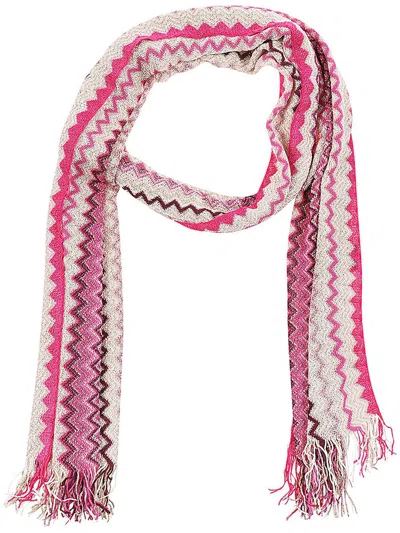 Missoni Zigzag Woven Fringed In Pink