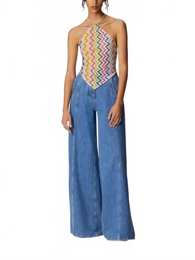 Missoni Zigzag Knitted Open-back Halterneck Top In Multi