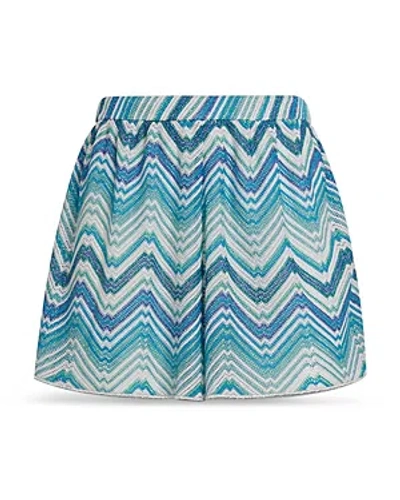 Missoni Zigzag Woven Knit Shorts In Blue