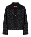 Missoni Textured Chevron Knit Jacket With Oversized Fit And Button Closure In Black