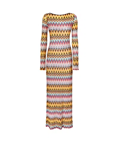 MISSONI MISSONI ZIGZAG-WOVEN OPEN-BACK MAXI DRESS
