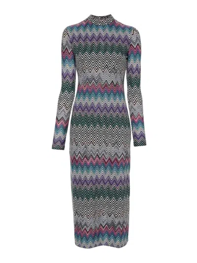 Missoni Zigzag Woven Midi Dress In Multicolour