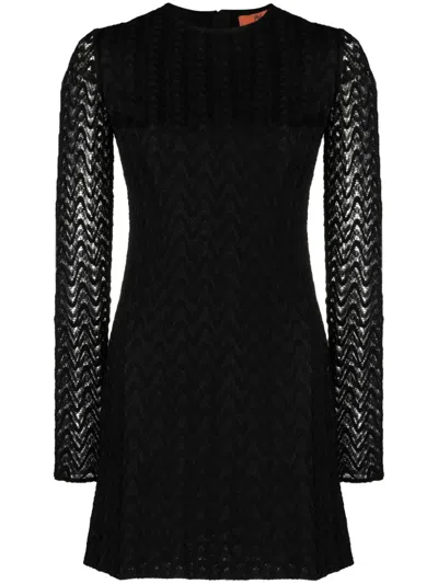 Missoni Zigzag-woven Mini Dress In Black