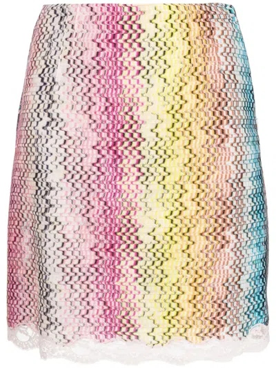 Missoni Zigzag Woven Miniskirt In Yellow