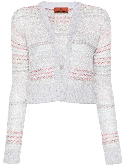 Missoni Zigzag-woven Open-knit Cardigan In Grey