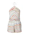 Missoni Multicolor Halter Neck Swimsuit With Zigzag Pattern In Nude