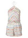 Missoni Multicolor Halter Neck Swimsuit With Zigzag Pattern In White