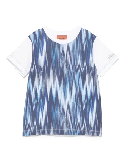 Missoni Kids' Zigzag-woven Printed T-shirt In White