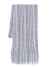 Missoni Viscose Scarf Fringed Edge Artisanal Nature In Blue