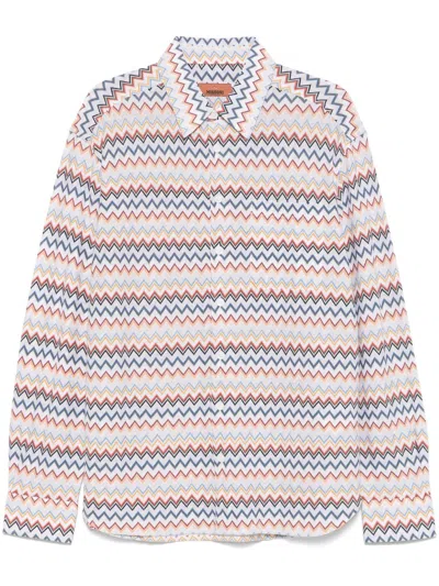Missoni Zigzag-woven Shirt In Sfa Wht Orange To