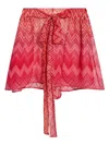 Missoni Printed Belted Satin Cover-up Shorts In Red