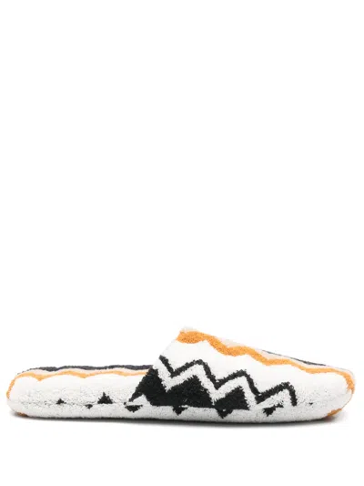 Missoni Zigzag-woven Slippers In Neutrals