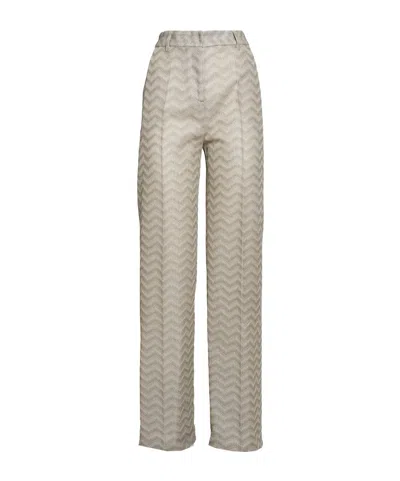 Missoni Zigzag-woven Straight-leg Trousers In Nude