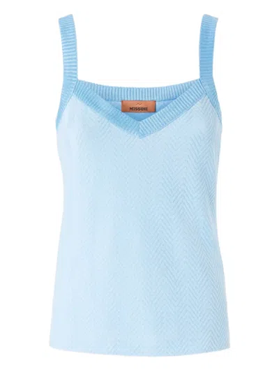 Missoni Zigzag-woven Tank Top In Blue