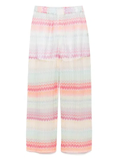 Missoni Kids' Zigzag-woven Trousers In Fucsia