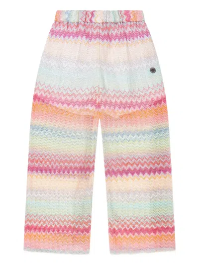 Missoni Kids' Zigzag-woven Trousers In Pink