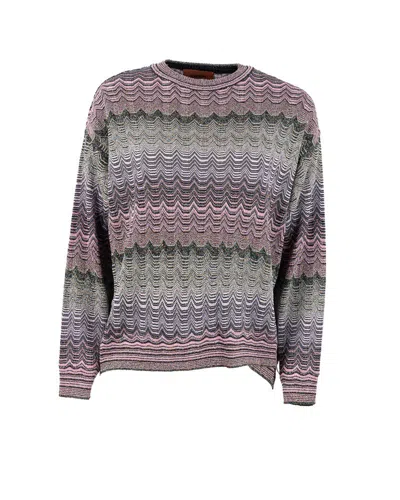 Missoni Zigzag Wovened Crewneck Jumper In Multicolour