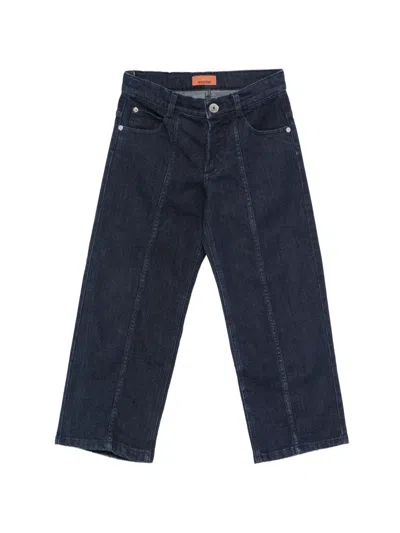 Missoni Kids' Zigzag-embroidered Logo-patch Jeans In Blue