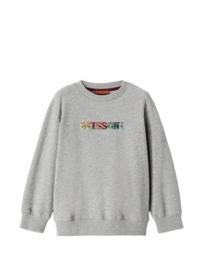 Missoni Kids' Zigzag-embroidered Sweatshirt In Gray