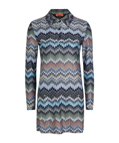 Missoni Zigzag-intarsia Fine-knit Mini Dress In Gray