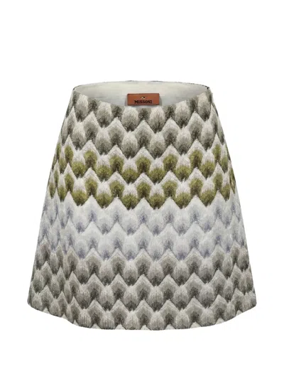 Missoni Zigzag-knit A-line Mini Skirt In Green