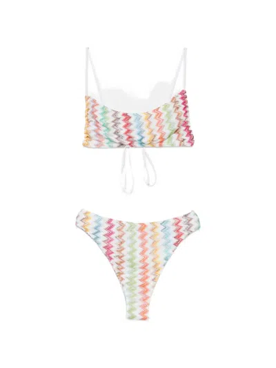 Missoni Zigzag-knit Bikini In Brown