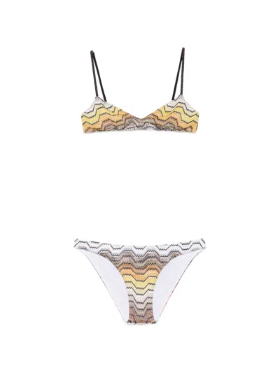 Missoni Zigzag Knit Triangle Bikini Two Piece Set In Multi