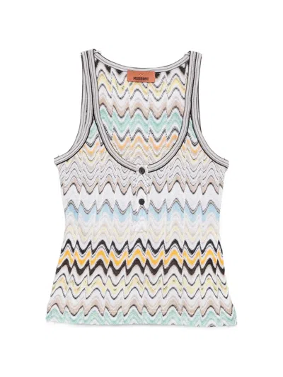 Missoni Zigzag-knit Button-detail Tank Top In Multi