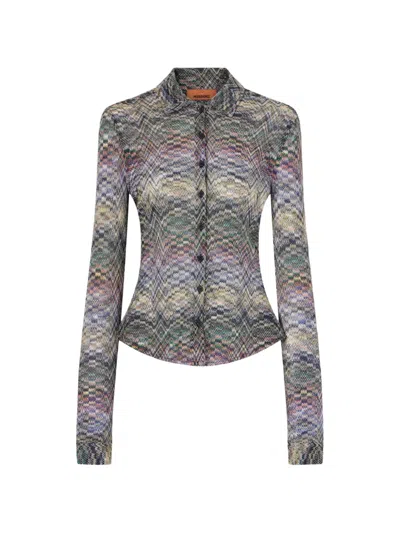 Missoni Zigzag-knit Button-down Shirt In Multi