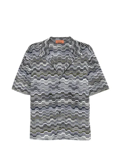 Missoni Zigzag-knit Camp-collar Shirt In Multi