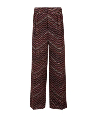 Missoni Zigzag-knit Casual Trousers In Brown
