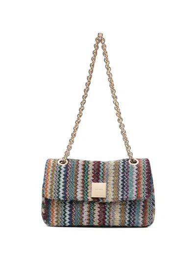 Missoni Zigzag-knit Chain-link Shoulder Bag In Pink