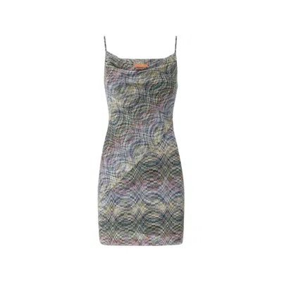 Missoni Zigzag-knit Cowl-neck Dress In Blue/grey
